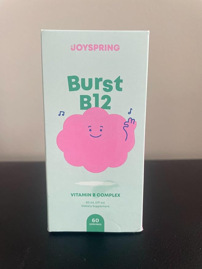 JoySpring Burst B12 Drops - Vitamin B Complex for Kids (2 fl oz) B2, B6, B5 + Methylcobalamin B12 Children Supplement to Support Healthy Growth & Development, Vegan B12, Ages 2-16+ | 60 Servings
