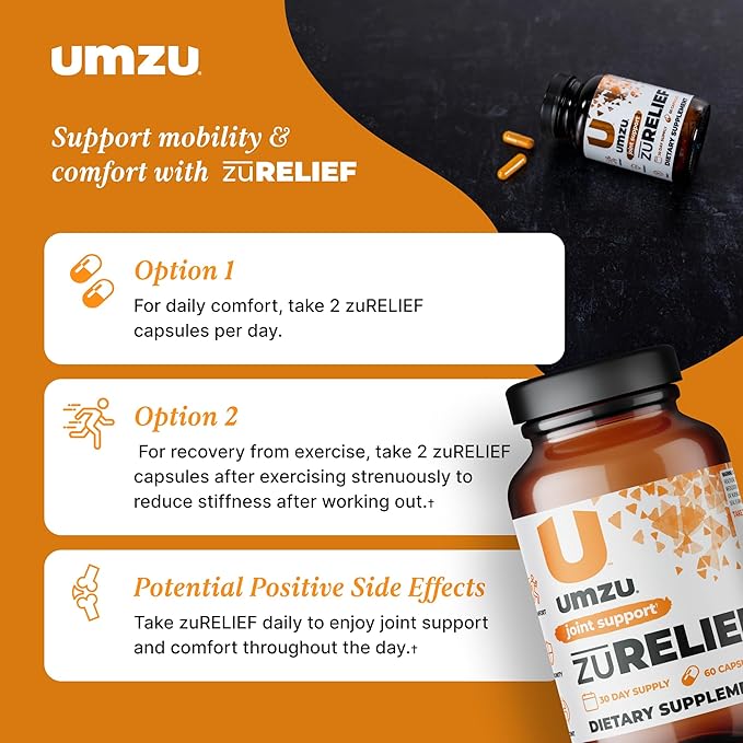 UMZU Turmeric Curcumin Supplement | Joint Comfort 7 Natural Ingredients - Bromelin, Boswellia & BioPerine Black Pepper | Supports Joint Health & Immunity (30 Day Supply | 60 Capsules)