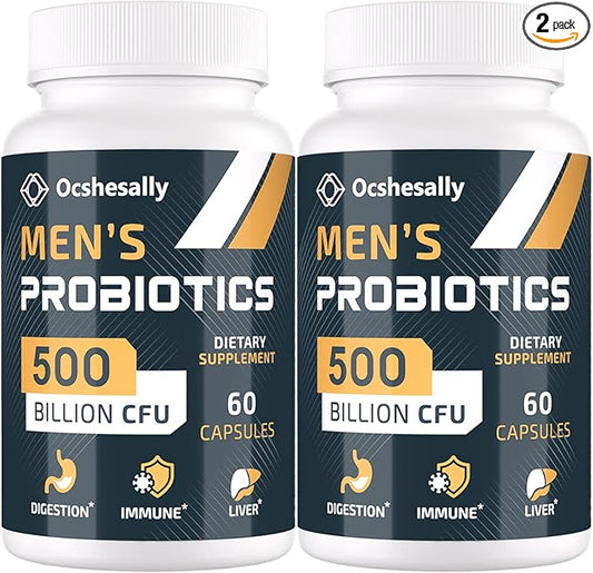 Probiotics for Men, 500 Billion CFUs & 12 Strains Mens probiotic, with Turmeric, Cranberry, Goji - Probiotics for Digestive Health, Gut, Immune & Bloating, Prostate & Urinary Tract Health, 120 Capsule