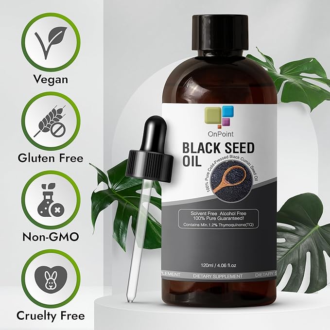 Black Seed Oil Organic Cold-Pressed Rich in Thymoquinone and Omega 3-6-9 Useful for Anyone Looking to Support a Radiant Skin and Lustrous Hair 4.06 oz