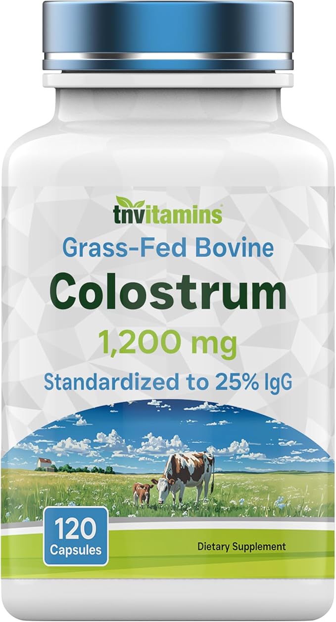Colostrum Supplement 1,200 mg Per Serving, 120 Capsules | Standardized to 25% IgG (Immunoglobulin G) | Grass-Fed Bovine Colostrum Powder Caps | Immune Support Supplement | Non-GMO, Made in the USA!