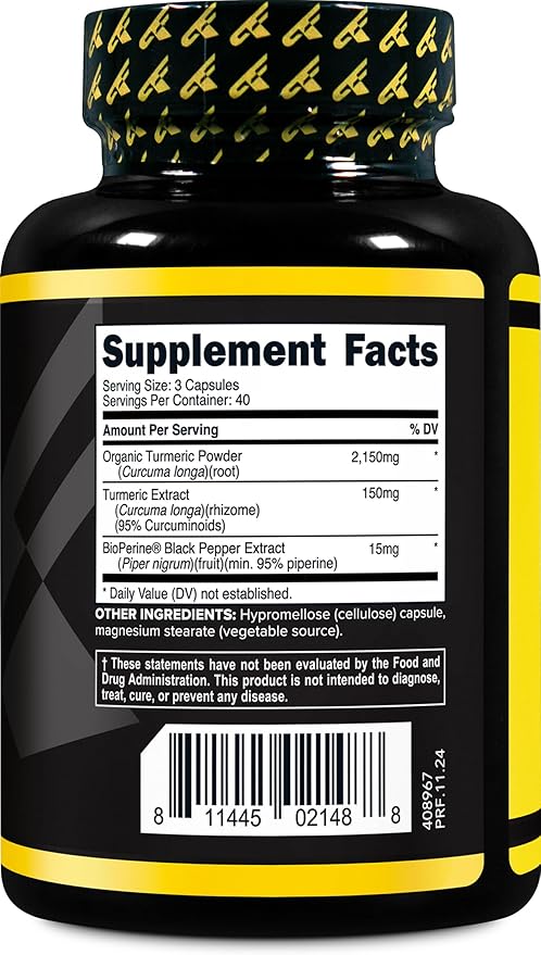 Primaforce Turmeric with Bioperine 120 Capsules, 2300 mg Per Serving - Dietary Supplement, 40 Servings