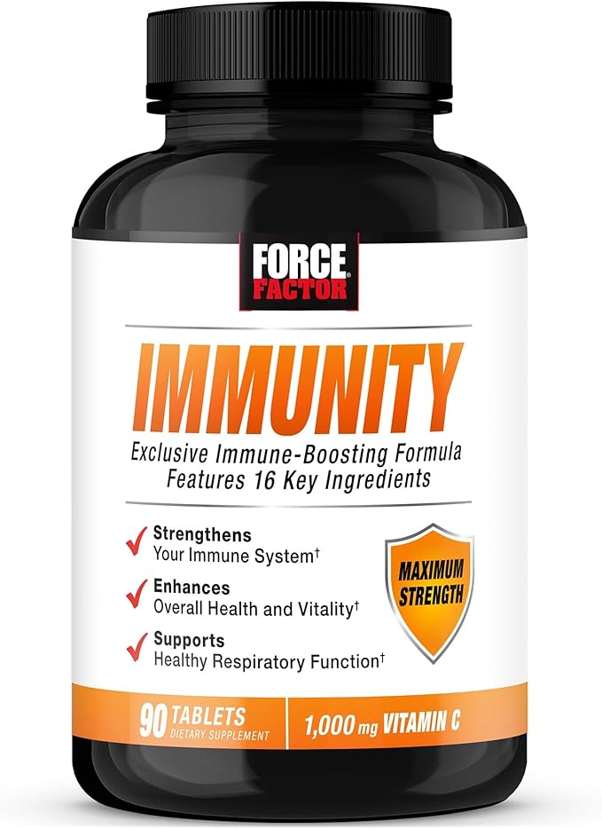 FORCE FACTOR Immunity, Immune Support Booster with Elderberry and 1000mg of Vitamin C, Plus Vitamin D, Zinc, Probiotics, Quercetin, Antioxidants, and Echinacea for Immune Health Defense, 90 Tablets