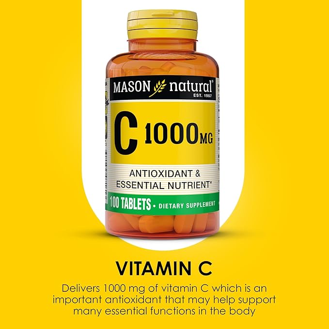 MASON NATURAL Vitamin C 1,000 mg, 100 Day Supply, Supports Healthy Immune System, Antioxidant and Essential Nutrient, 1 Pack