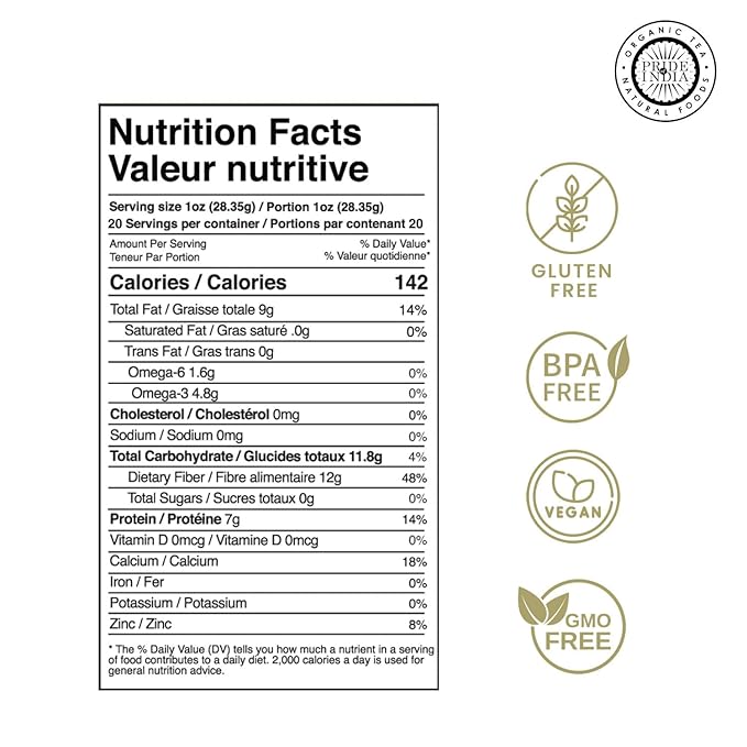 Pride Of India - Natural Black Chia Seeds - Omega-3 & Fiber Superfood, 1.25 Pound (20oz) Jar