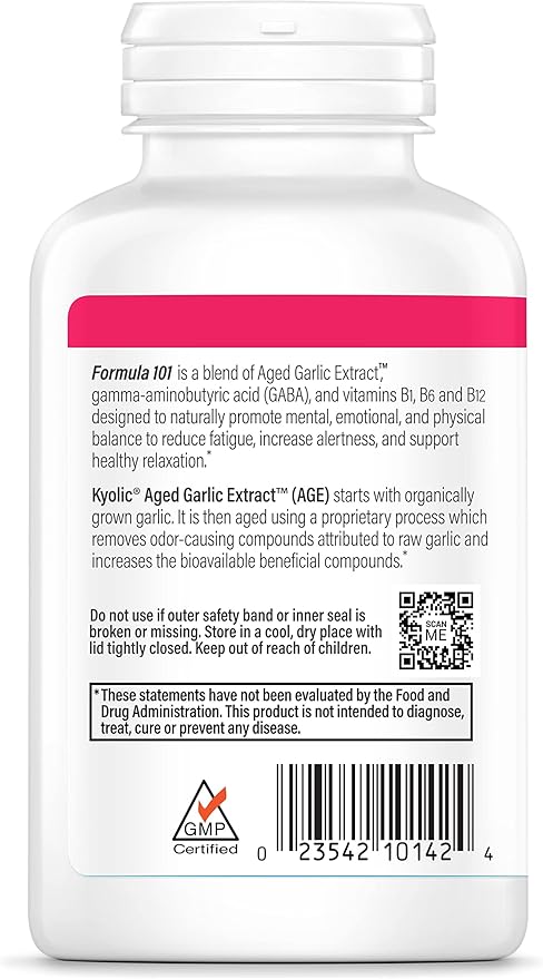Kyolic Aged Garlic Extract Formula 101, Fatigue Relief, 200 Capsules (Packaging May Vary)