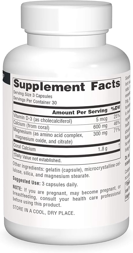 Source Naturals Coral Calcium with Magnesium Capsules, 90 Capsules