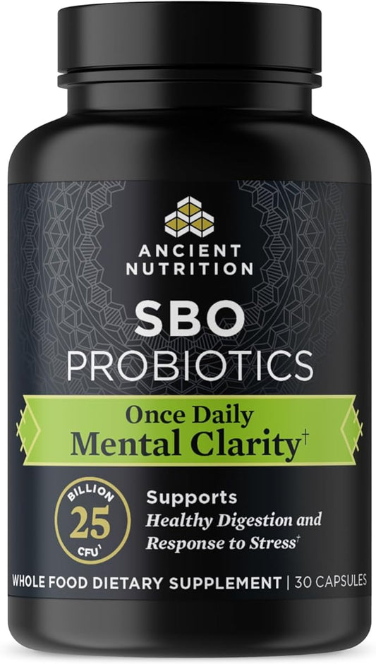 Ancient Nutrition Probiotics for Mental Clarity, Once Daily Probiotics 30Ct, Helps Promote Mental Clarity and Concentration, Supports Healthy Energy and More Restful Sleep, 25 Billion CFUs*