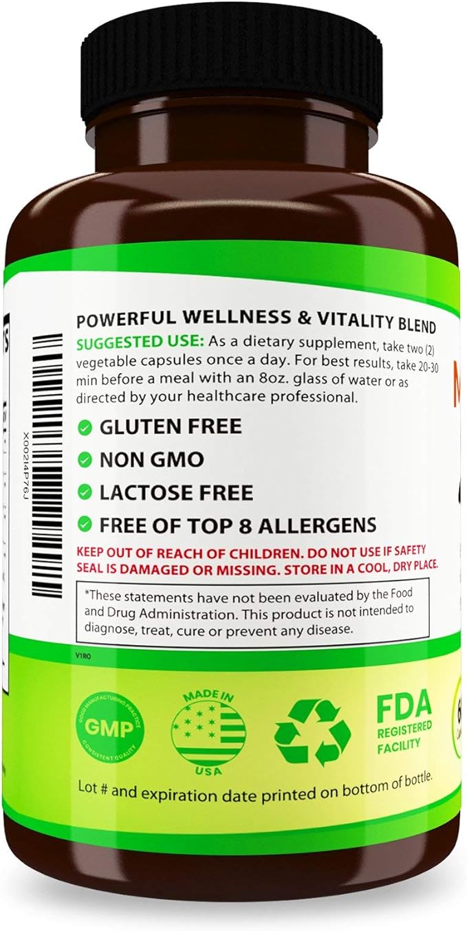 Natural Genius Top 10 Mushroom Extracts - White Button, Lions Mane, Cordyceps, Chaga, Reishi Plus - Immune Booster, Nootropic