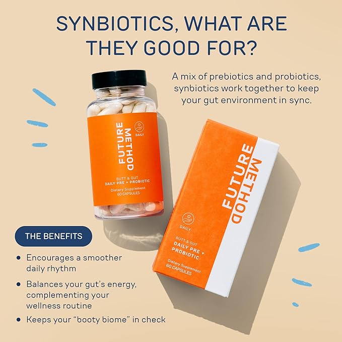 FUTURE METHOD Synbiotic Prebiotics for Men & Women - Probiotics & Prebiotic Supplement for Digestion, Immunity & Regularity (60ct)