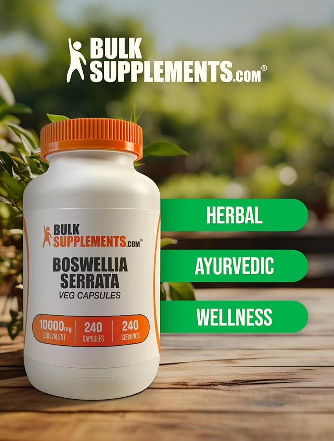 BulkSupplements.com Boswellia Serrata Extract Capsules - Boswellia Serrata Capsules - Boswellia Serrata Supplement, Gluten Free, 1 Capsule per Serving, 240 Veg Capsules (Pack of 1)