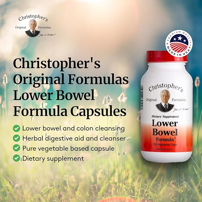 Christopher's Original Formulas Lower Bowel Cleanse Formula Capsules - Herbal Laxative Colon Cleanse and Gut Cleanse 100 ct.
