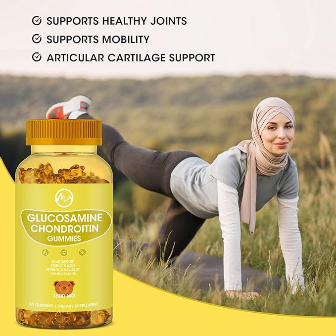 (2 Pack ) Glucosamine Chondroitin Gummies with MSM - 1500mg Extra Strength for Joint Support, Antioxidant Immune Support - for Adults, Men & Women