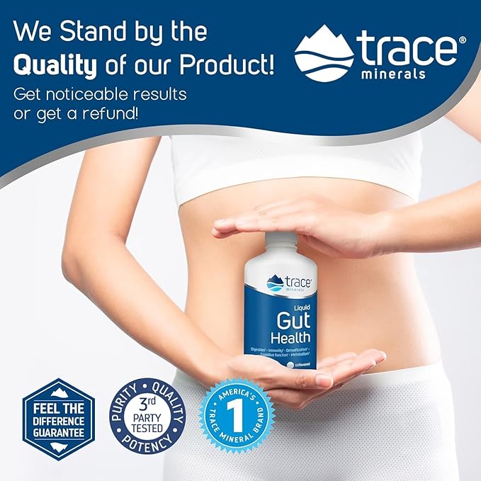 Trace Minerals Gut Health - Support for Gut Lining, Healthy Digestion, Immune System Function - Digestive Health Supplement with Humic & Fulvic Acid - Unflavored, 8 fl oz (About 47 Servings)