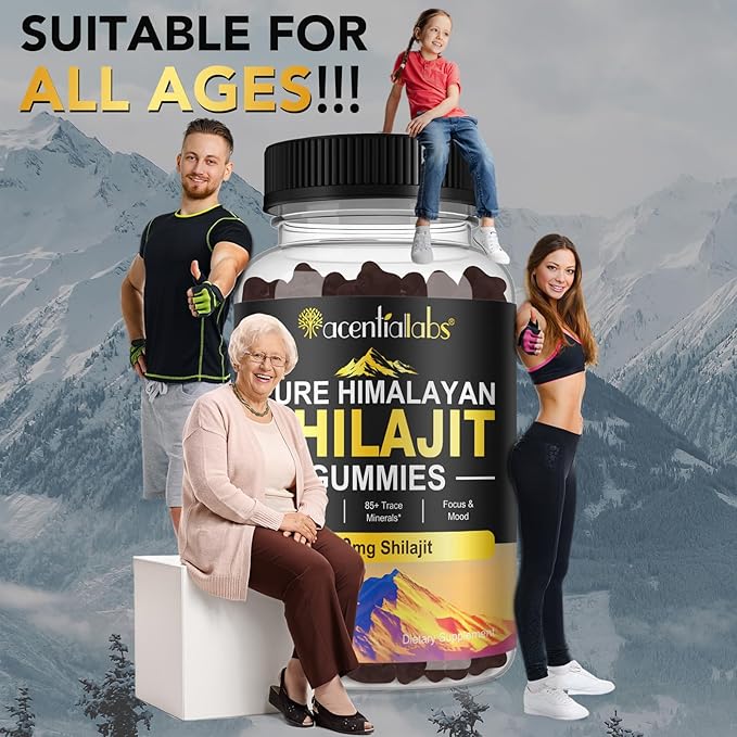 Pure Himalayan Shilajit Gummies for Men & Women, Rich in 85+ Micronutrients, 100% Natural & Organic Shilajit Gummies Shilajit for Men, Energy, Brain, Immunity Boost, No Added Sugar Non-GMO, 60 Count