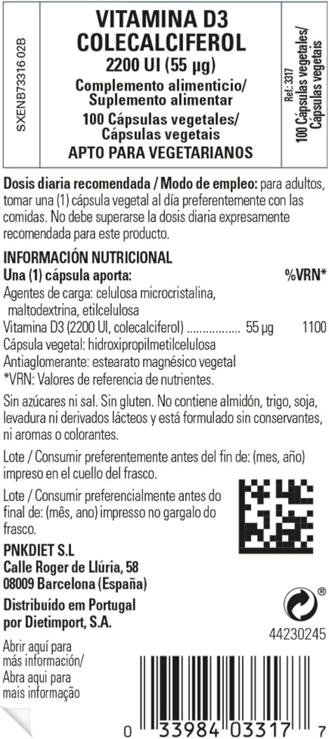 Solgar Vitamin D3 (Cholecalciferol) 55 mcg (2200 IU), 100 Vegetable Capsules - Helps Maintain Healthy Bones & Teeth - Immune System Support - Non-GMO, Gluten Free, Dairy Free, Kosher - 100 Servings