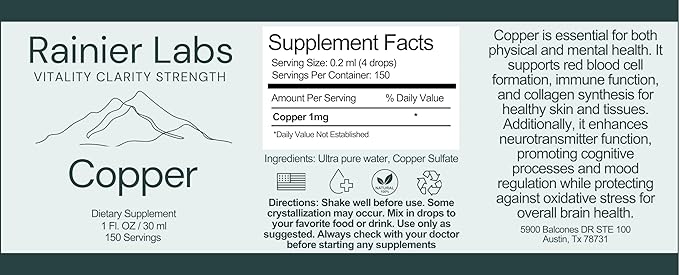| Copper Supplement Tincture | Pure, Organic, Vegan | Health Supplement