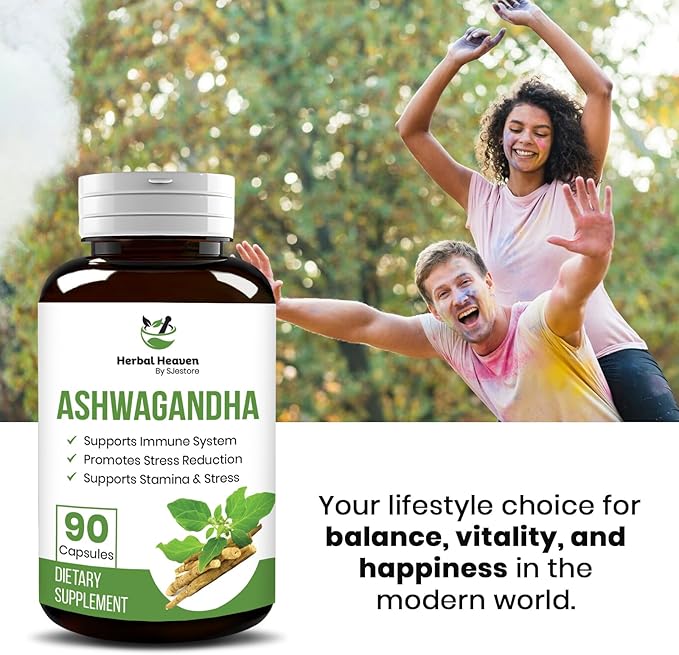 Herbal Heaven Ashwagandha Capsules 90 Count | Ashwagandha Powder Capsules for Ultimate Overall Wellbeing