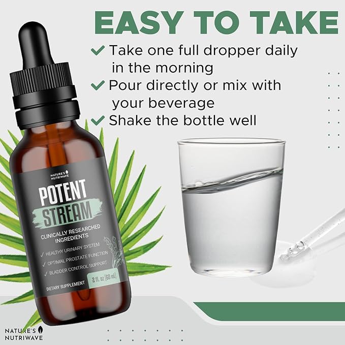 PotentStream Drops - Original Formula, Natural Liquid Supplement with Plant Extracts | 100% Natural, Made in USA, 6 Month Supply