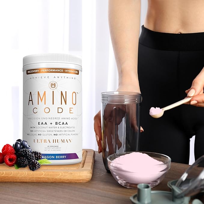 Amino Code | Essential Amino Acids + BCAAs + Coconut Water Electrolytes | Fast Hydration Workout Recovery Flavored Amino Energy Powder Drink | Clean Formula, 40 Servings - Dragonberry