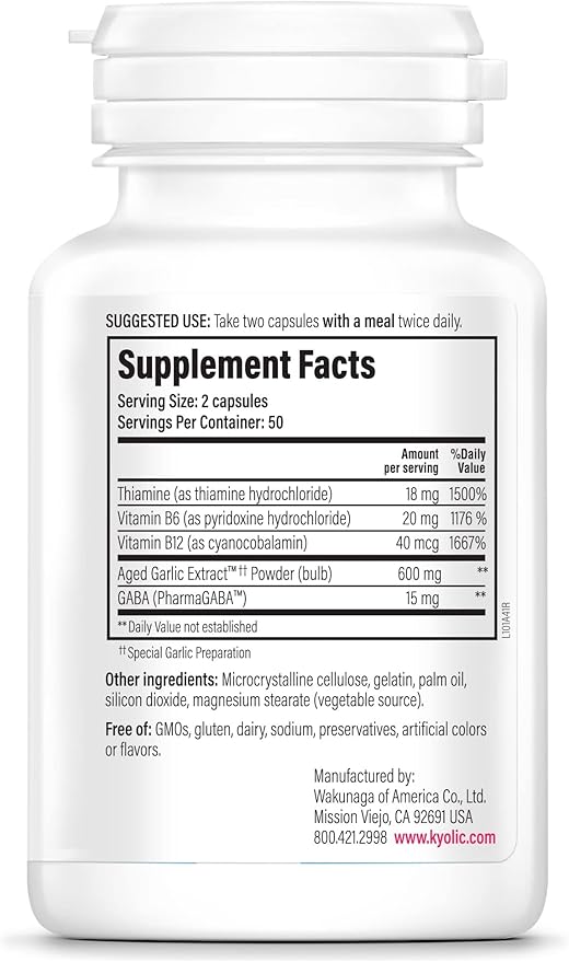 Kyolic Aged Garlic Extract Formula 101, Stress and Fatigue Relief, 100 Capsules (Packaging May Vary)