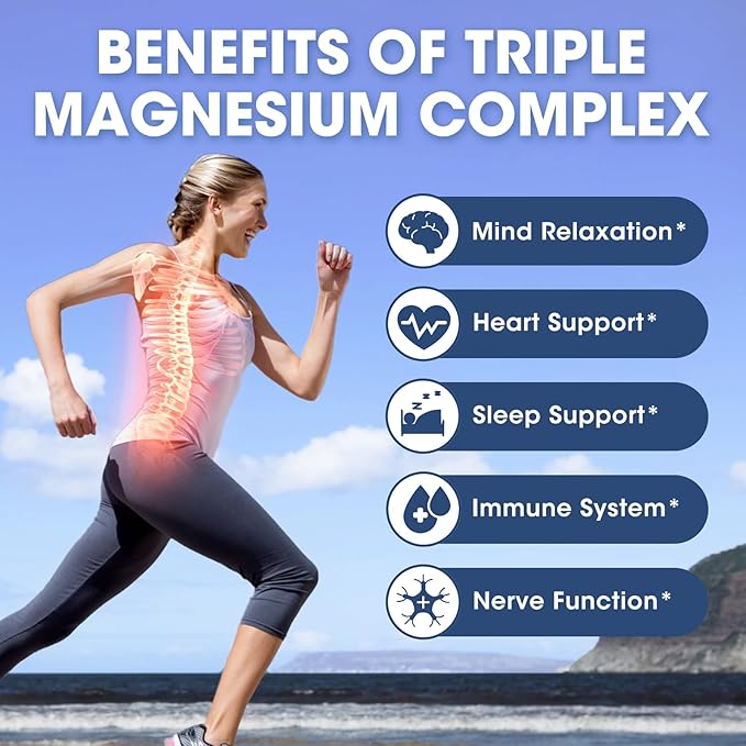 Magnesium Glycinate Liquid Drops 500mg with Taurate & Citrate for Women, Liquid Magnesium Supplement with Potassium & Omega3 for Sleep, Calm and Relax, High Absorption, Blueberry Flavor, 2 Fl Oz