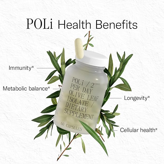 FOREVER YOUNG Poli | Olive Leaf Extract Dietary Supplement | 10mg of Hydroxytyrosol, 100 mg Oleuropein | Immune Support Supplement | Greece Manufacturing | Bottle of 60 Vegan Capsules (30 Servings)
