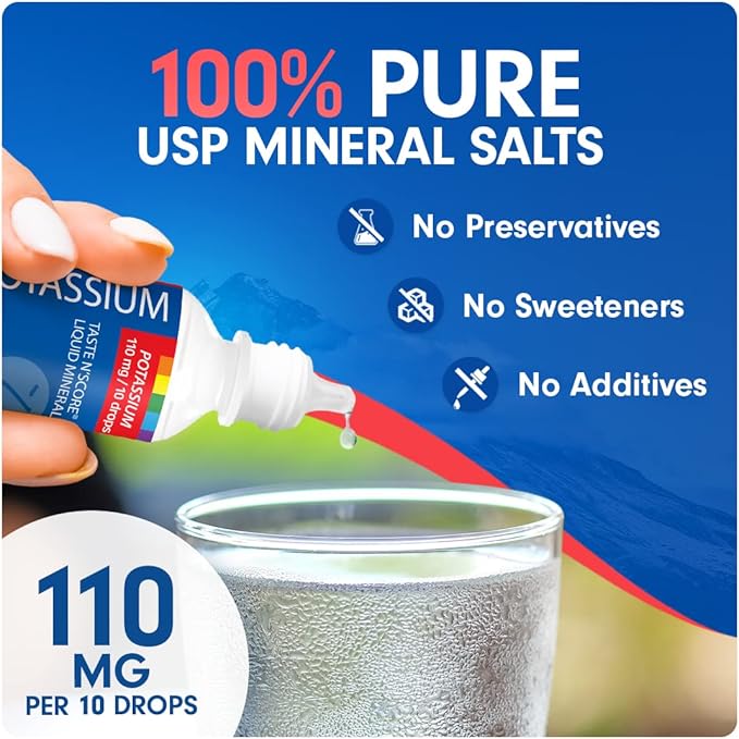 Taste N' Score Potassium Liquid Ionic Mineral Supplement; 100% Pure; 110 mg; 72 Servings