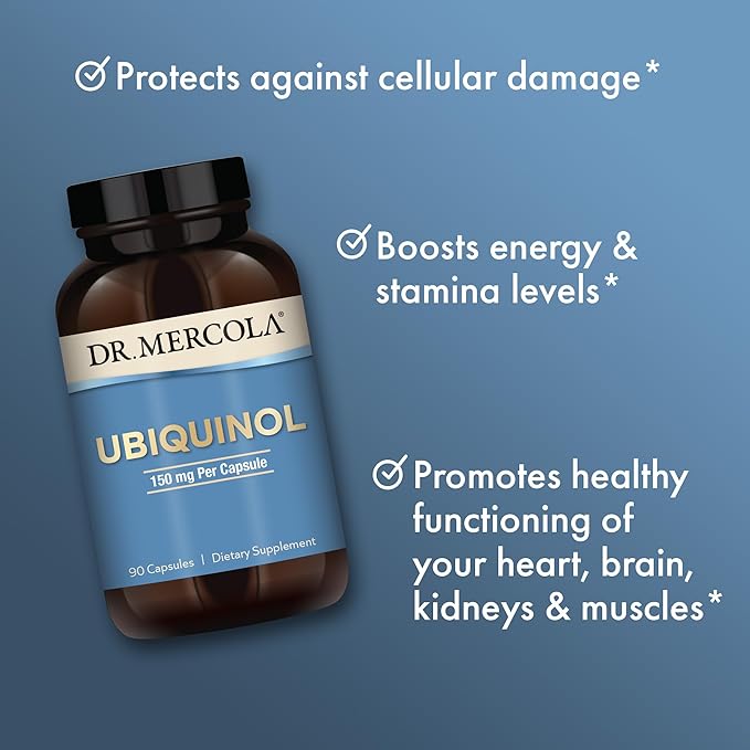 Dr. Mercola Ubiquinol - 150 mg Ubiquinol - Supports Energy Production - Antioxidant Supplement - Non-GMO, Gluten-Free & Soy-Free - 90 Capsules (90 Servings)