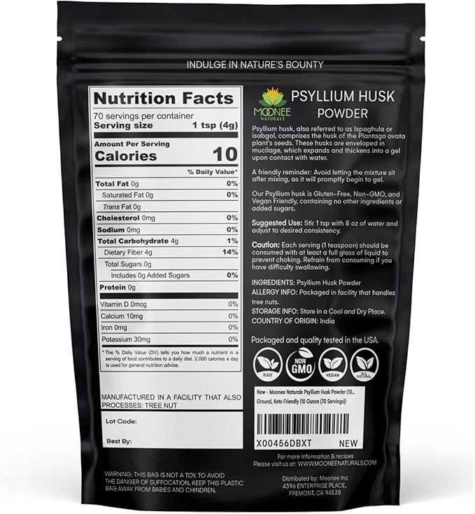 Psyllium Husk Powder (10 OZ), Gluten Free, Non GMO, Finely Ground, Keto Friendly (10 Ounce (70 Servings))