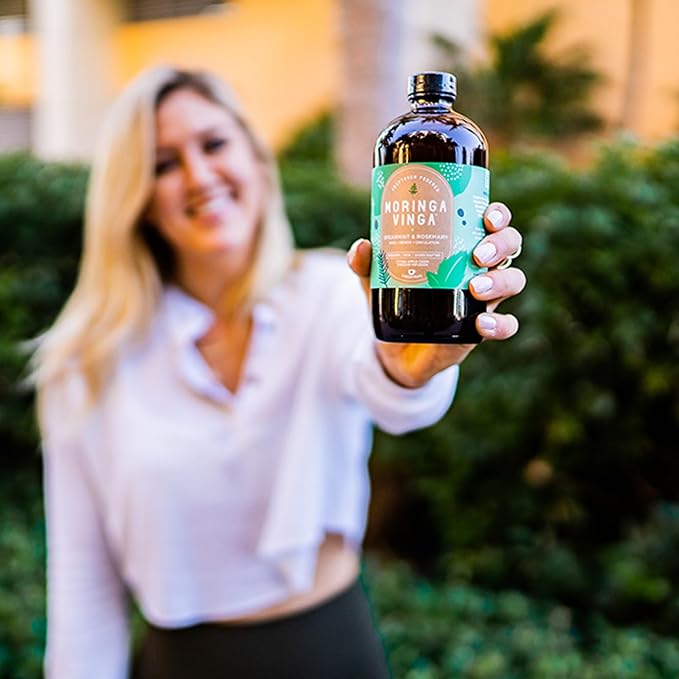 VINGA Organic Spearmint & Rosemary Moringa Infusion – Daily Herbal Tonic with Apple Cider Vinegar, Honey | Supports Mental Clarity & Circulation | Non-GMO, 8 oz