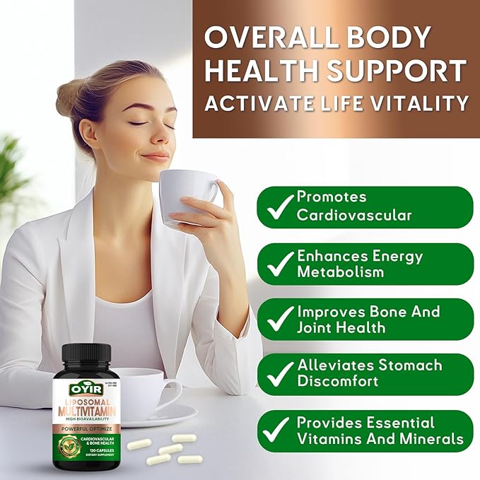 Liposomal Multivitamin, 33-in-1 Multivitamin & Multimineral Complex with Iron & Zinc, Effective Support Bone, Cardiovascular & Overall Health, High Bioavailability & Fast Absorption