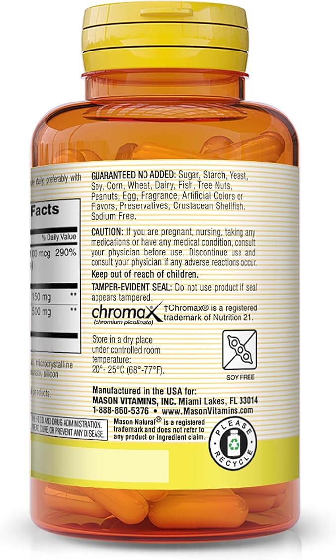 MASON NATURAL Cinnamon with Alpha Lipoic Acid - Healthy Sugar Metabolism, Supports Heart and Circulatory Health, 60 Capsules