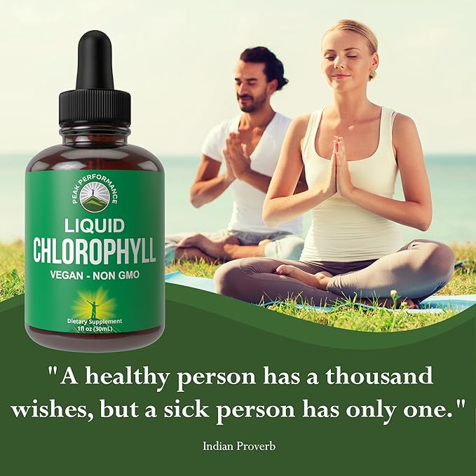 Chlorophyll Liquid Drops - Ultra High Purity, Alcohol Free, Non-GMO, Gluten Free Liquid Chlorophyll Drops Supplement. Take With Water. Internal Deodorant + Skin Care, Immune, and Digestive Support