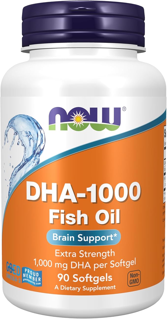NOW Foods Supplements, DHA 1,000 Brain Support, Extra Strength, 1,000 mg DHA, 90 Softgels