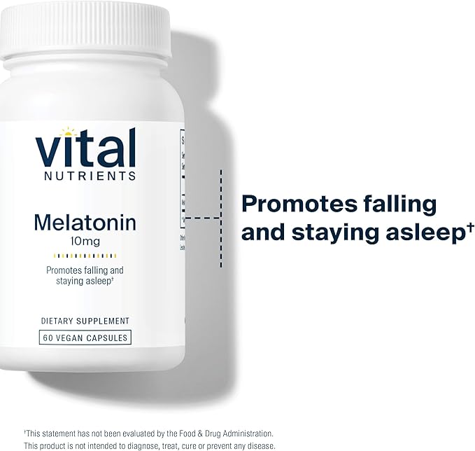 Vital Nutrients Melatonin 10mg | Vegan | Sleep Supplement to Support The Body's Natural Sleep Cycle* | Gluten, Dairy, Soy Free | 60 Capsules
