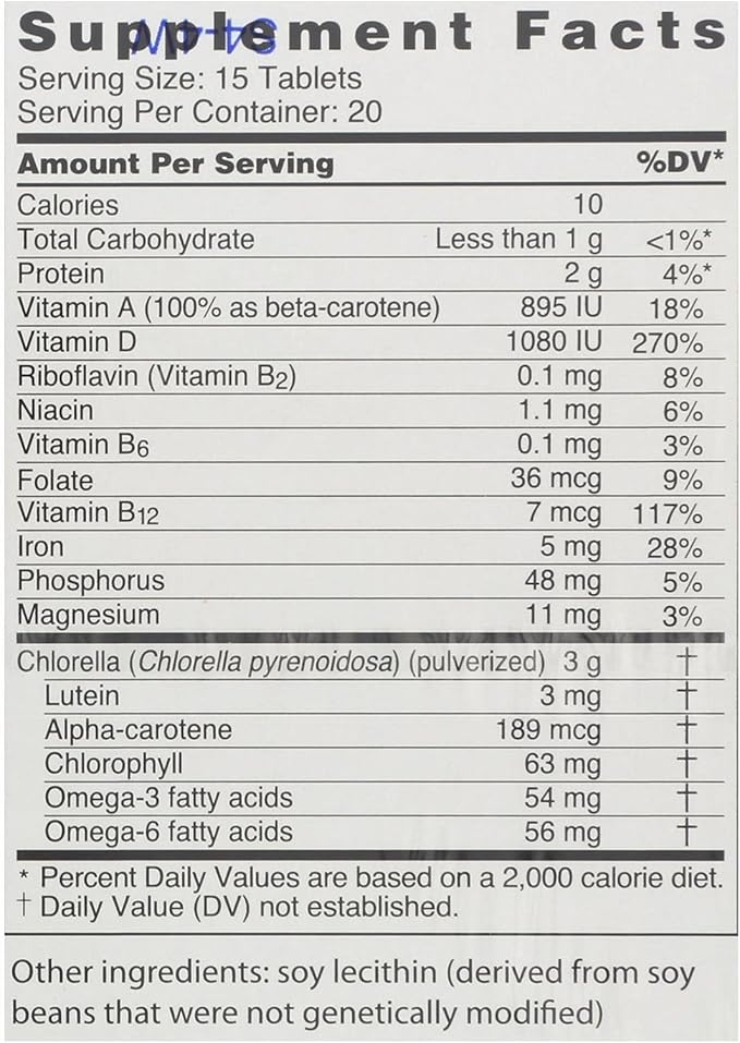 SUN CHLORELLA - Chlorella Supplement, Vitamin-Enriched and Vegan-Friendly Tablets (200 Mg - 300 ct)