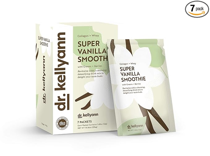Dr. Kellyann Super Vanilla Collagen Smoothie (7 Packets) – Protein Shake, Keto & Paleo-Friendly, Supports Skin & Gut, 1 Pack