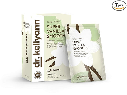 Dr. Kellyann Super Vanilla Collagen Smoothie (7 Packets) – Protein Shake, Keto & Paleo-Friendly, Supports Skin & Gut, 1 Pack