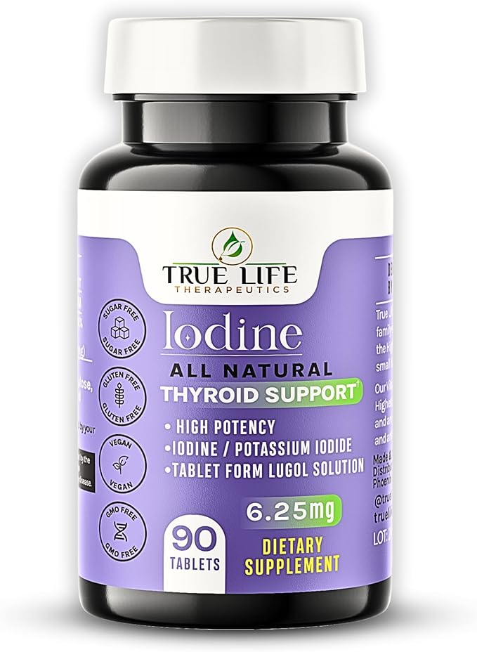 Lugol’s Iodine Tablets 6.25mg – Precise-Dose Thyroid & Energy Support – No Harsh Liquid, Stable Potassium Iodide Supplement – 90 Ct, Non-GMO, No Preservatives