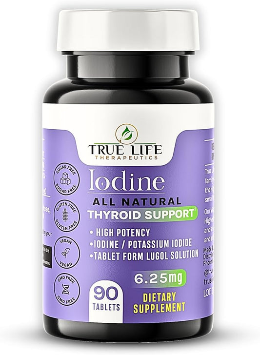 Lugol’s Iodine Tablets 6.25mg – Precise-Dose Thyroid & Energy Support – No Harsh Liquid, Stable Potassium Iodide Supplement – 90 Ct, Non-GMO, No Preservatives