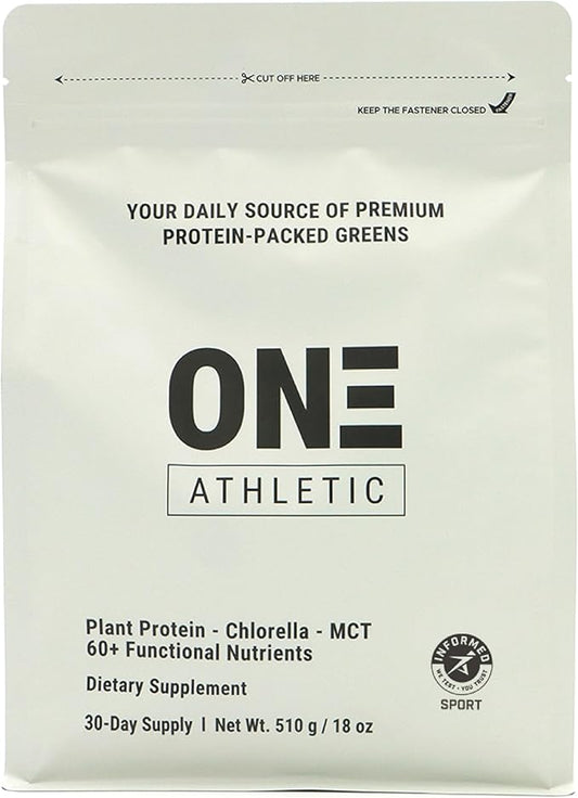 ON3 Athletic Protein Greens Supplement with chlorella, eleuthero and MCT Powder, 30-Day Supply 510g, 18oz