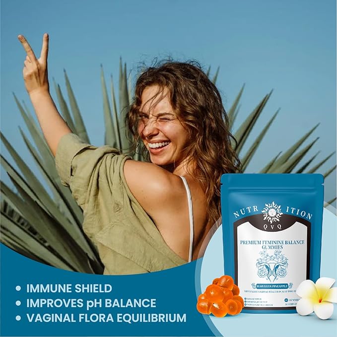 Organic Natural Sourcing Premium Feminine PH Balance Gummies for Women's Health, Immune Support, Hawaiian Pineapple Flavor Gluten-Free, Vegan Premium Feminine Balance Gummies For women-60 Prebiotics