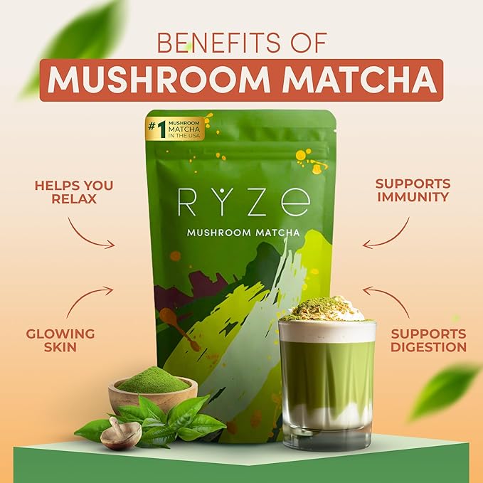 RYZE Ultimate Energy Bundle, USDA Organic Mushroom Coffee & Mushroom Matcha + Probiotic Creamer with 6 USA Grown Adaptogenic Mushrooms for Better Energy, Focus, Digestion, Immunity, 90 servings