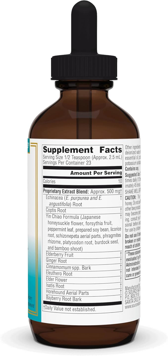 Source Naturals Wellness Herbal Resistance Liquid with Echinacea, Coptis, and Yin Chiao, Immune Support* - Alcohol Free - 2 OZ