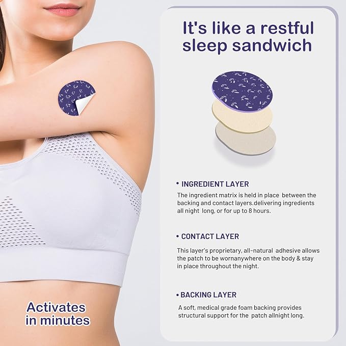 Sleep Patches 60pcs with Melatonin, Lavender and Chamomile, Extra Strength, Overnight Application