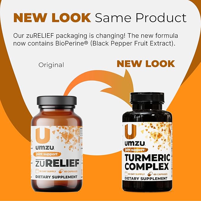 UMZU Turmeric Curcumin Supplement | Joint Comfort 7 Natural Ingredients - Bromelin, Boswellia & BioPerine Black Pepper | Supports Joint Health & Immunity (30 Day Supply | 60 Capsules)