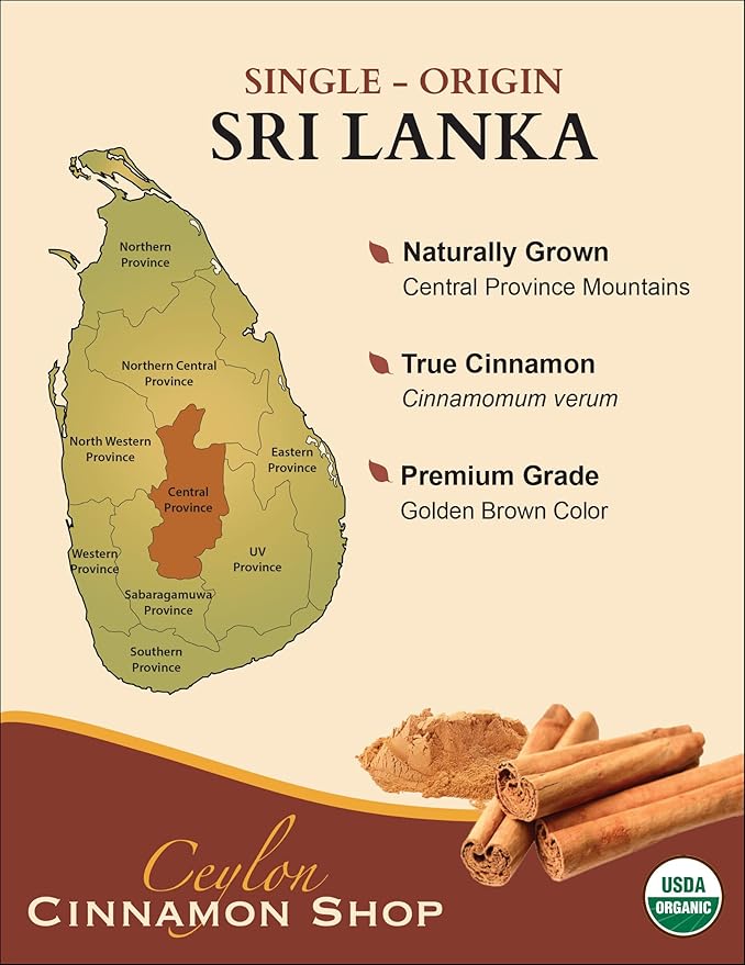 Organic Ceylon Cinnamon (100% Certified) Supplement, 90 Capsules