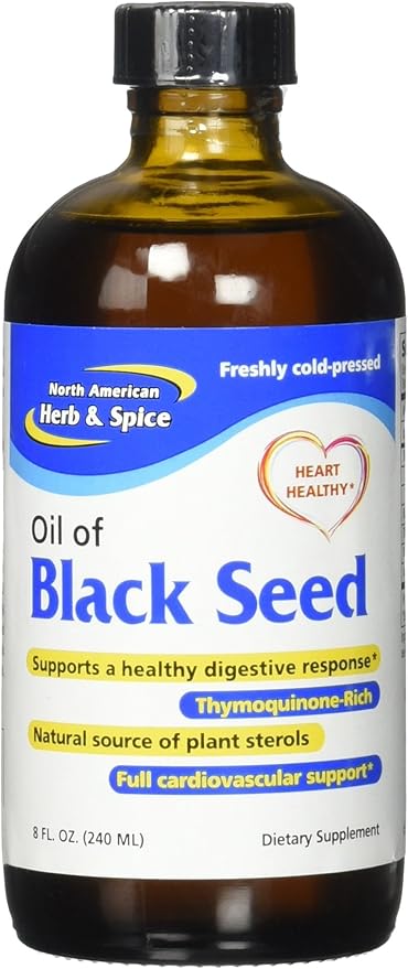 North American Herb & Spice Black Seed Oil - 8 fl. oz. - Cardiovascular, Digestive & Immune Support - Contains Wild, Mediterranean Oreganol P73 Oregano Oil - Non-GMO - 48 Total Servings