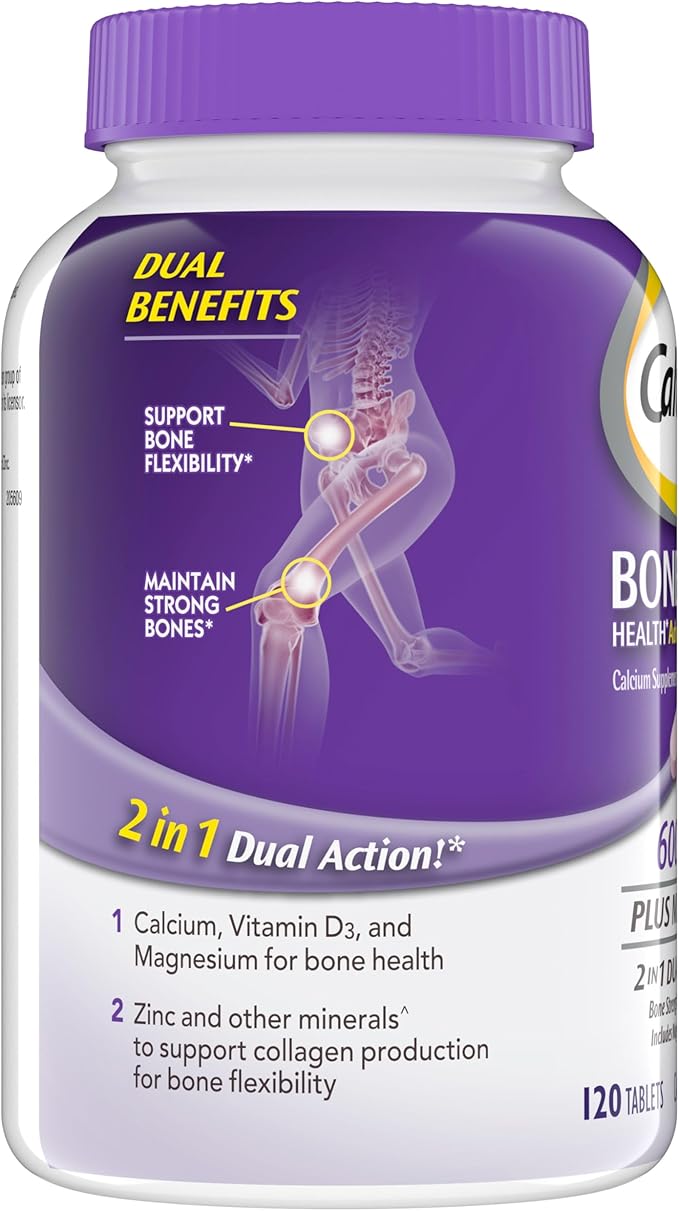 Caltrate 600 Plus D3 Plus Minerals Calcium and Vitamin D Supplement Tablets, Bone Health and Mineral Supplement for Adults - 120 Count (Packaging may vary)